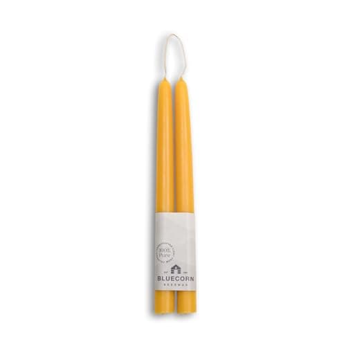 Bluecorn Beeswax Taper Candles, 10 Inch, 2-Pack