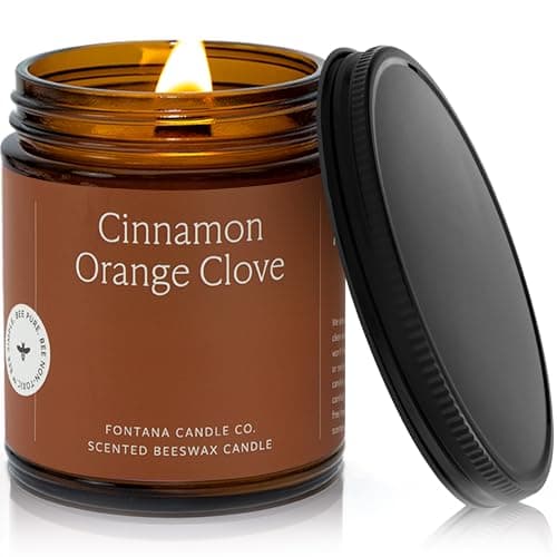 Fontana Candle Co. Wood Wick Beeswax Candle, Cinnamon Orange Clove