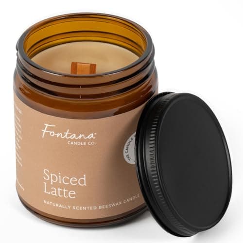 Fontana Candle Co. Wood Wick Beeswax Candle, Spiced Latte