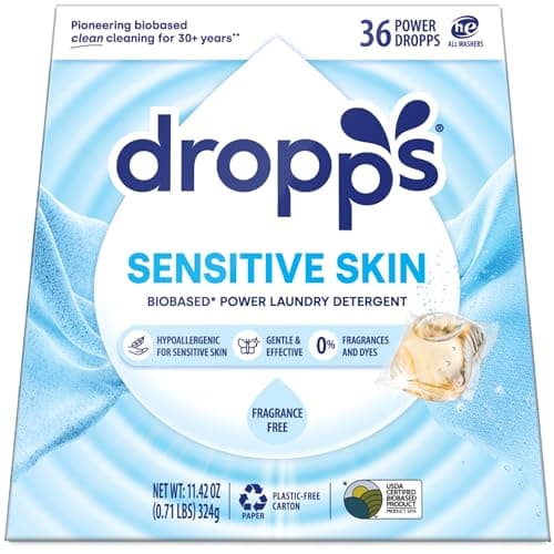 Dropps Sensitive Skin Laundry Detergent Pods, Unscented