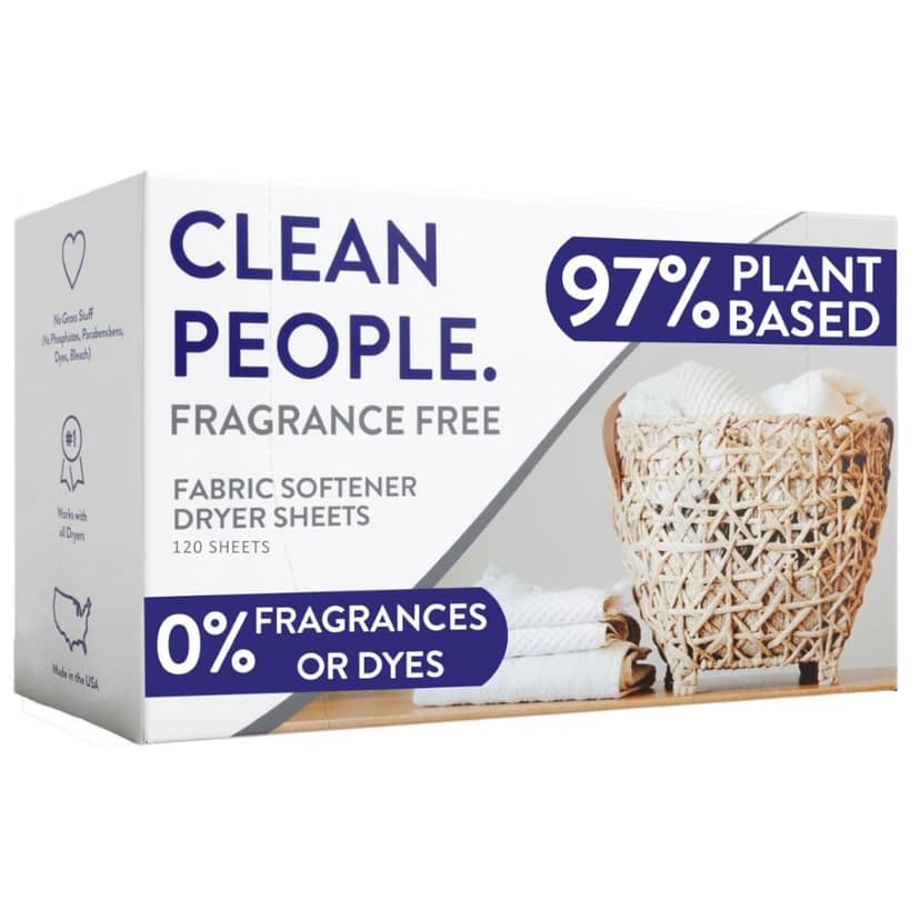 Clean People Fabric Softener Dryer Sheets, Fragrance Free, 120 count