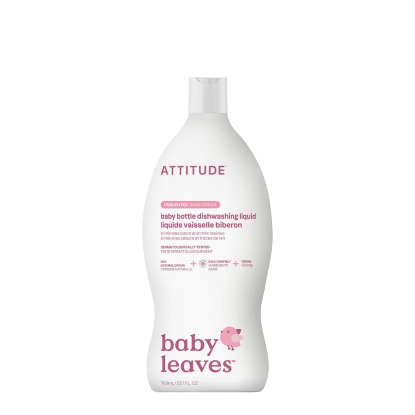 ATTITUDE Baby Bottle & Dish Soap, EWG VERIFIED®, Fragrance Free, 33.8 oz