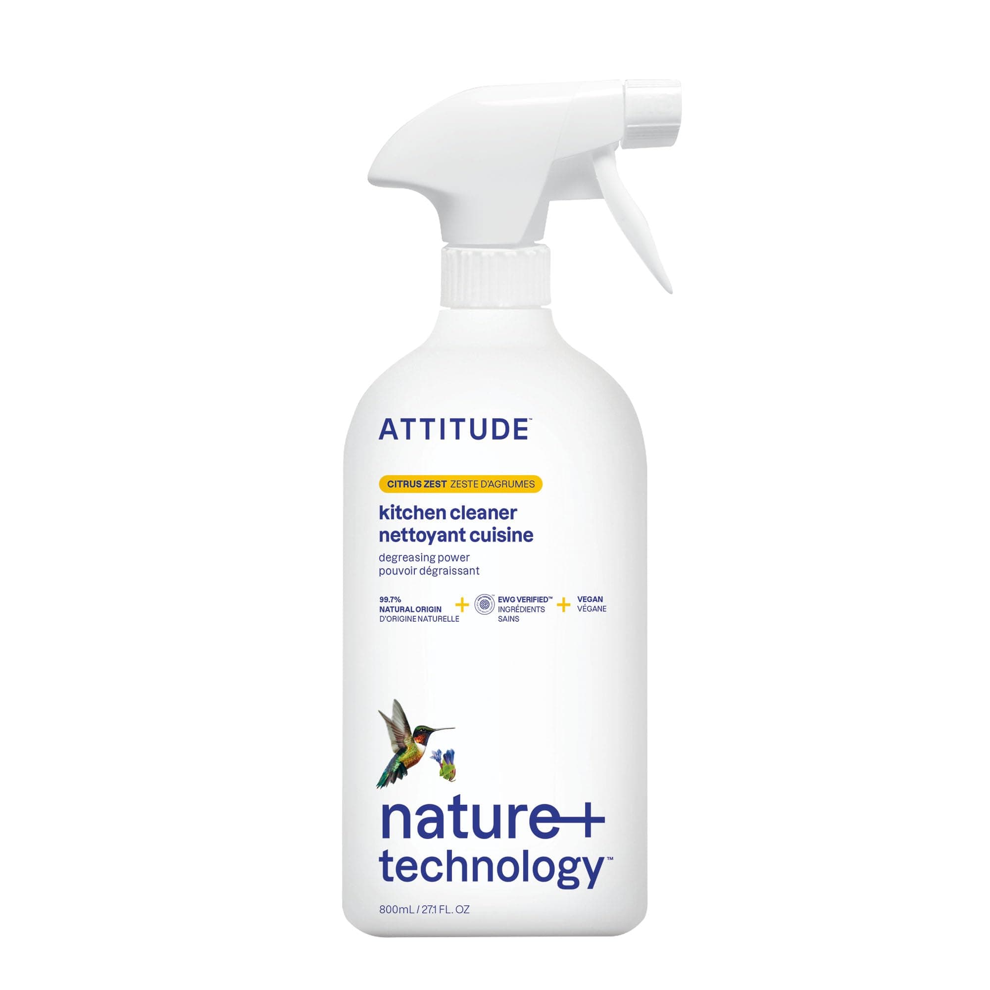 ATTITUDE Kitchen Degreaser Spray, EWG VERIFIED®, Citrus Zest, 27.1 oz