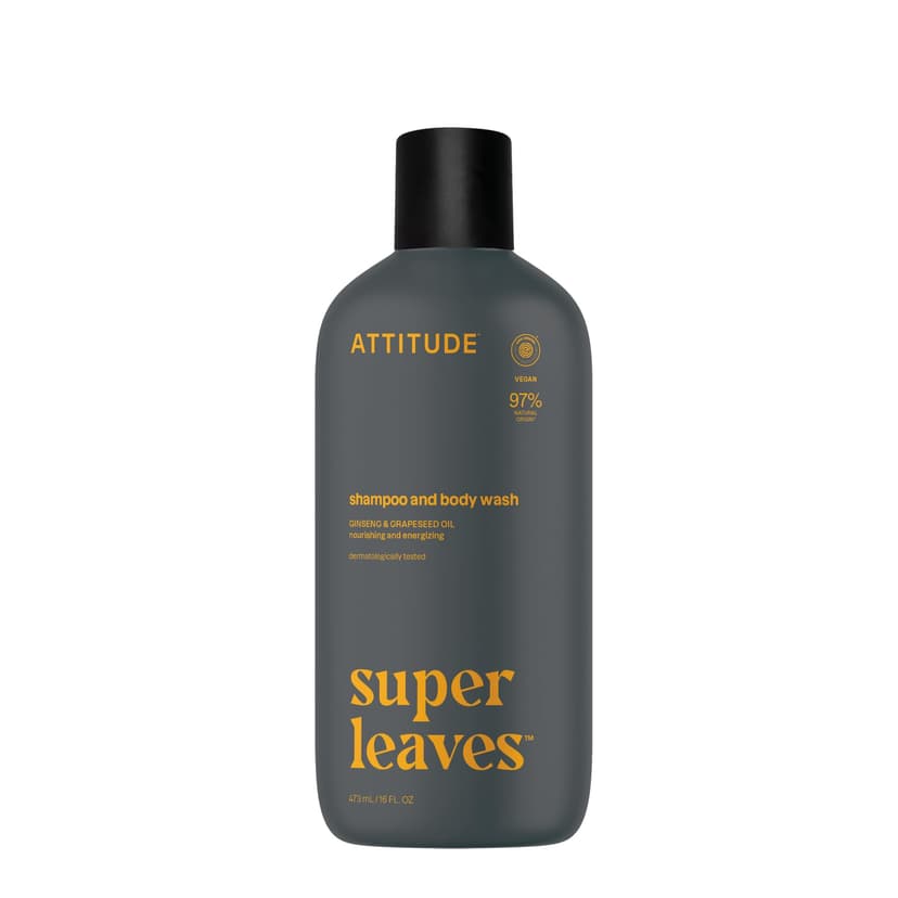 ATTITUDE 2-in-1 Body Wash & Shampoo, Ginseng and Grapeseed Oil