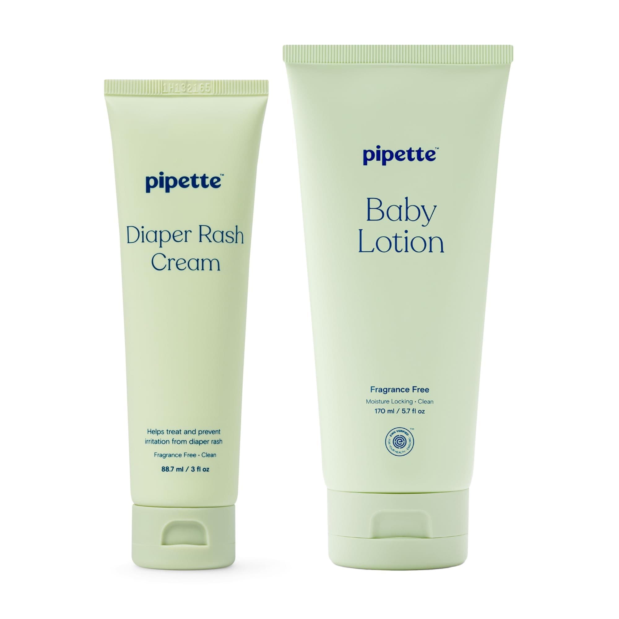 Pipette Diaper Rash Cream, Non-Nano Zinc Oxide, Fragrance Free, 3 oz (2-Pack)
