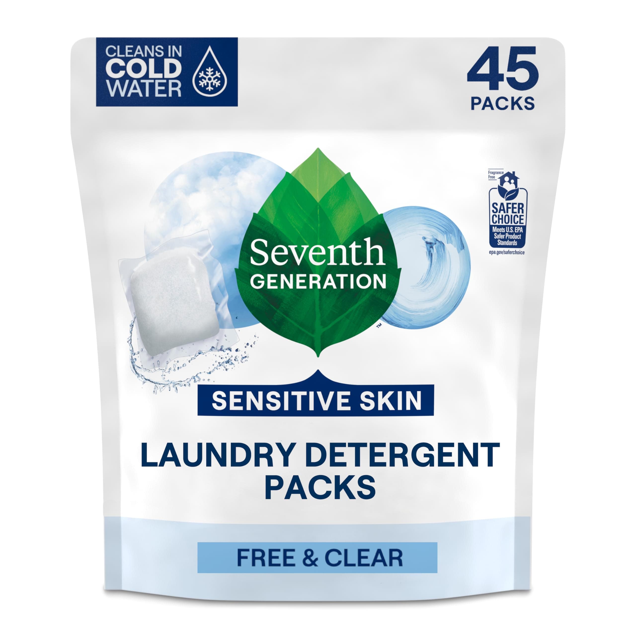 Seventh Generation Natural Laundry Detergent Packs, Free & Clear