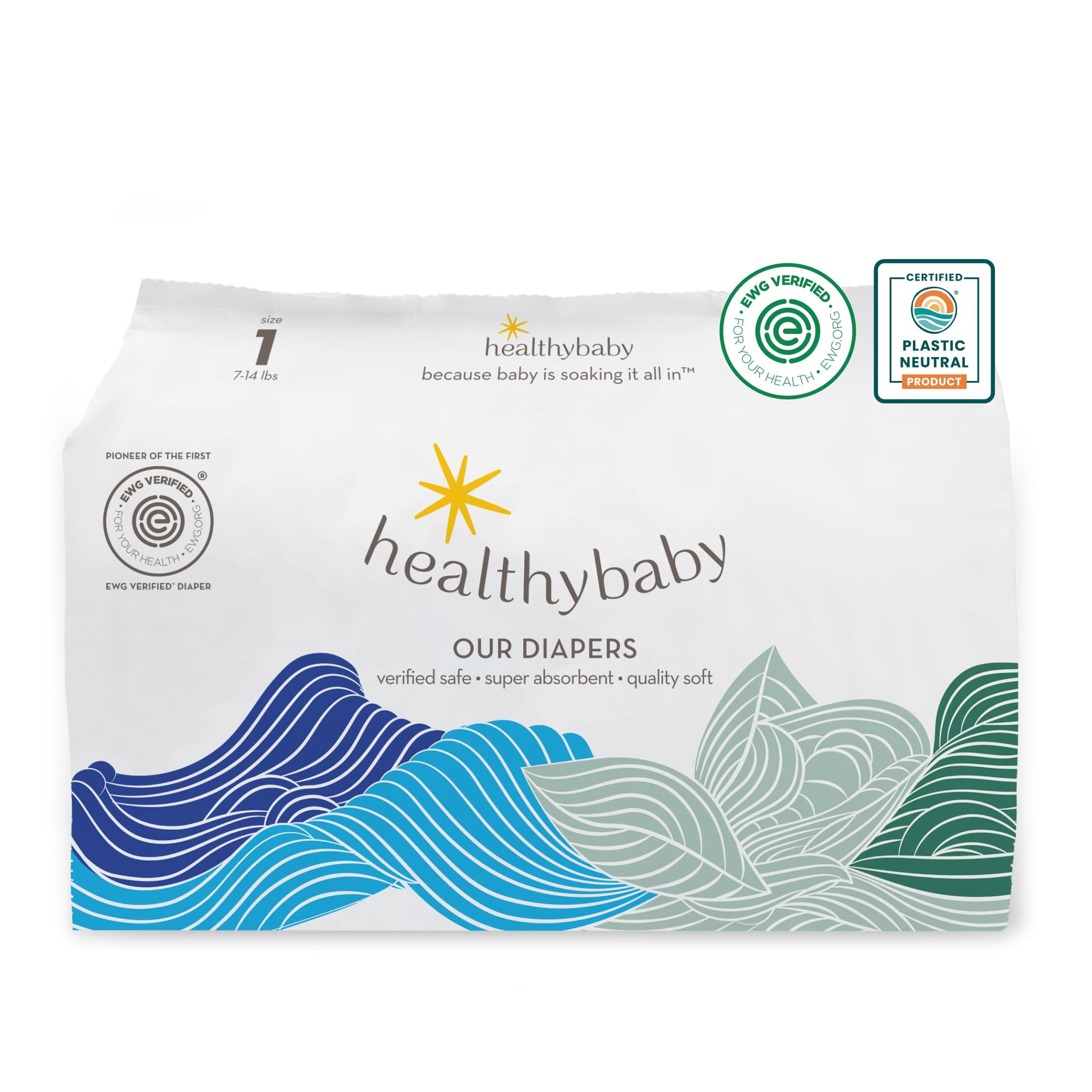 HealthyBaby Disposable Diapers, Size 1 (7–14 lbs), 70 count