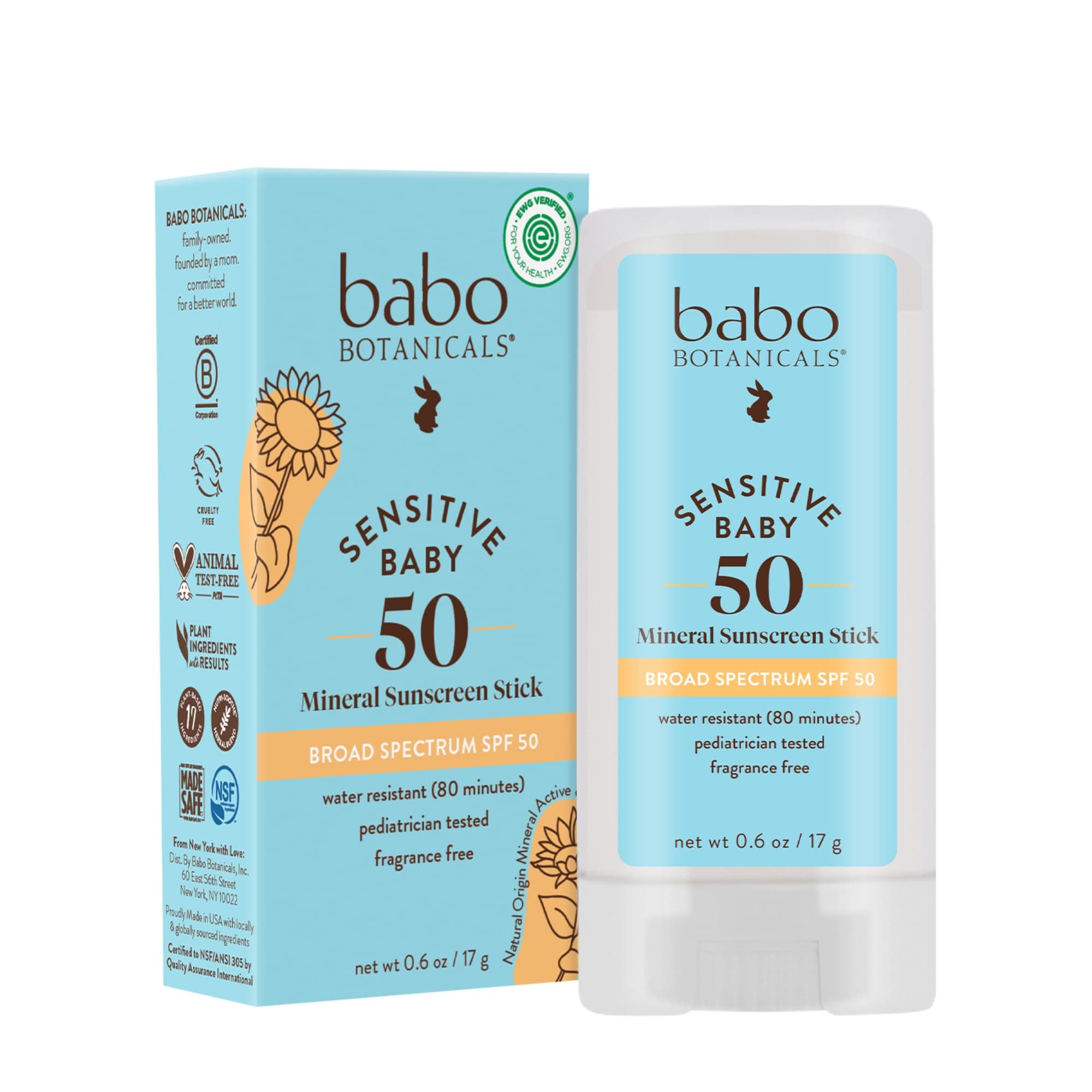 Babo Botanicals Sensitive Baby Mineral Sunscreen Stick SPF 50