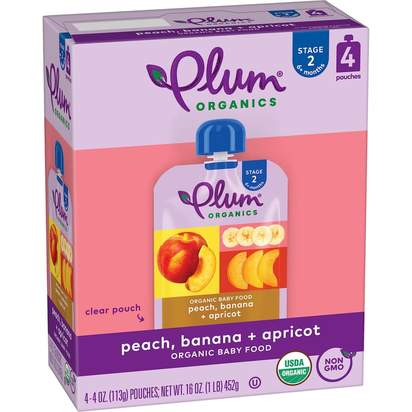 Plum Organics Stage 2 Organic Baby Food, Banana & Pumpkin, 4 oz Pouch (Pack of 12)