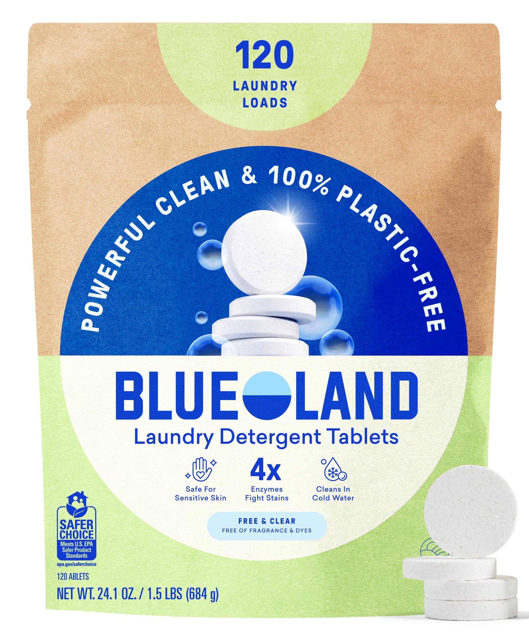 Blueland Laundry Detergent Tablets, Fragrance Free