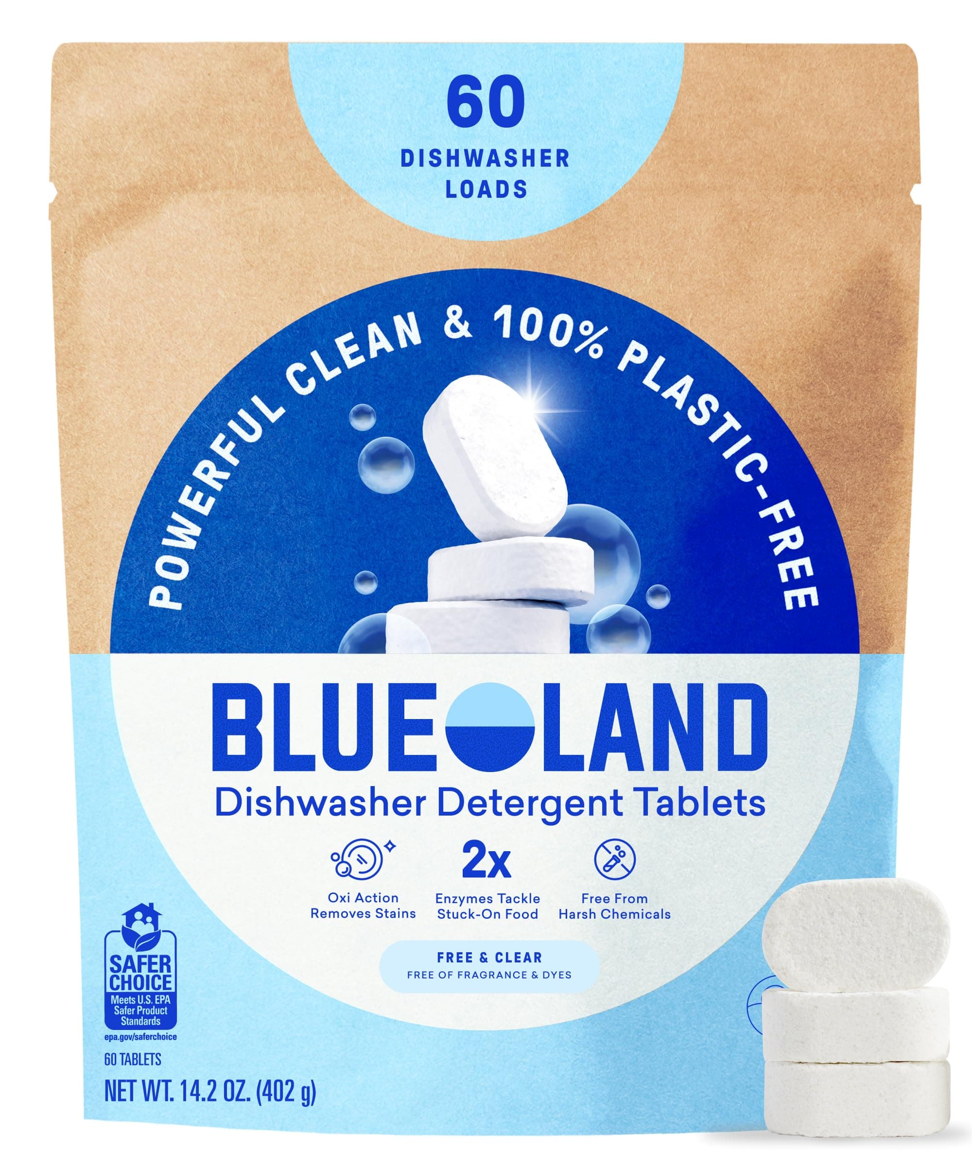 Blueland Dishwasher Detergent Tablets, Free & Clear