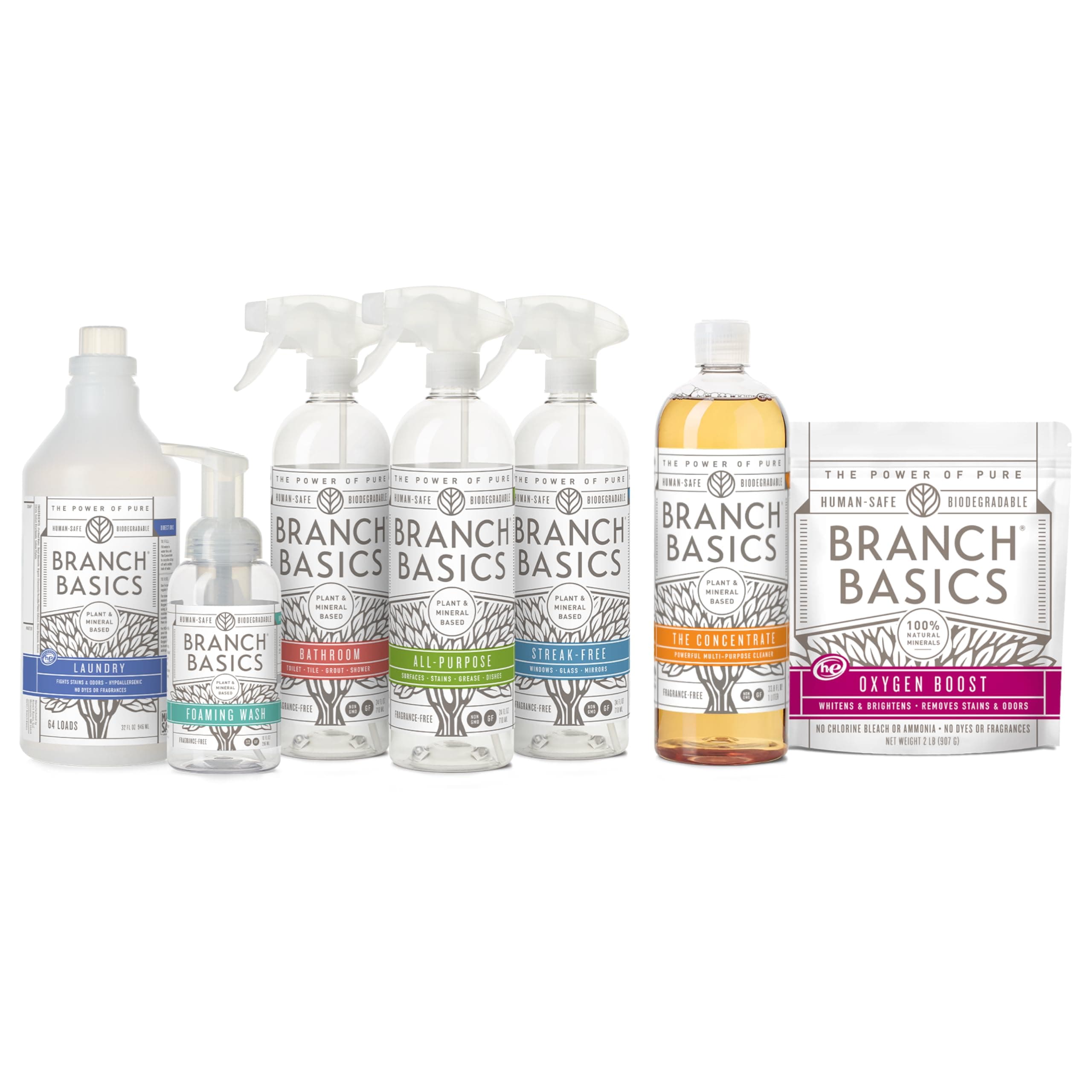 Branch Basics Premium Starter Kit (3 spray bottles + concentrate), Fragrance Free