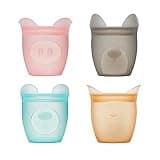 Zip Top Reusable 100% Silicone Baby + Kid Snack Containers, Set of 4 (Made in USA)