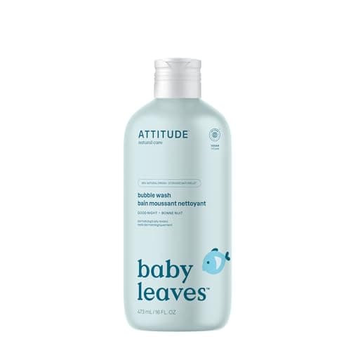 ATTITUDE Baby Leaves Bubble Wash, Good Night, EWG VERIFIED, Plant and Mineral-Based, Vegan, 16 Fl Oz
