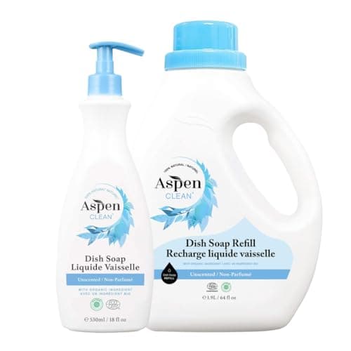 AspenClean Dish Soap & Refill, Unscented (64 fl oz)