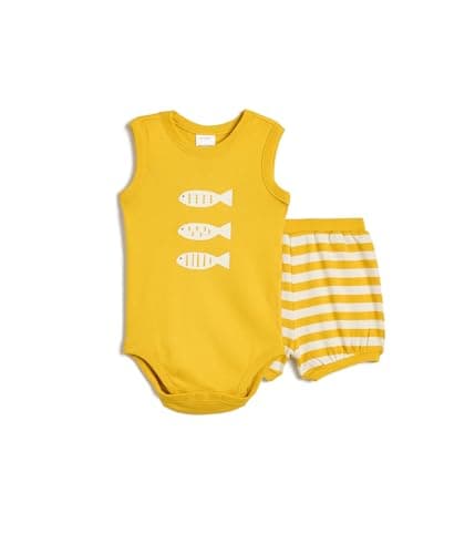 Hanna Andersson Unisex Short Sleeve Bodysuit and Bloomer Wiggle Set Infant Toddler OEKO-TEX GOTS Certified
