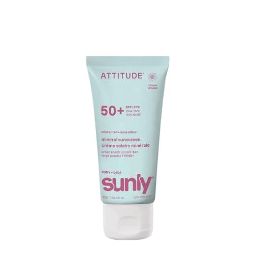 ATTITUDE Baby Mineral Sunscreen Lotion SPF 50, Unscented (3 oz)