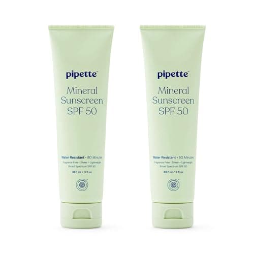 Pipette Fragrance Free Mineral Sunscreen SPF 50 Lotion, 3 fl oz (Pack of 2)