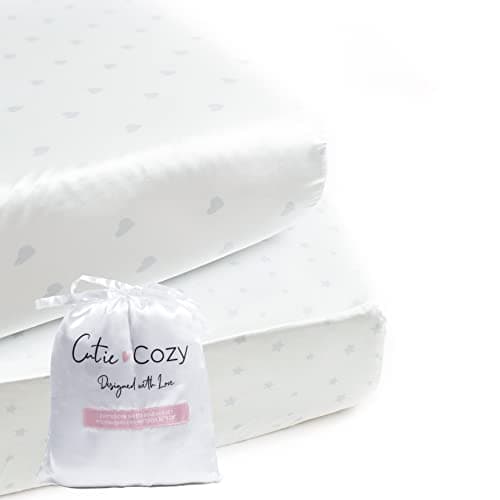 CutieCozy Satin Fitted Crib Sheet 2-Pack OEKO-TEX Certified