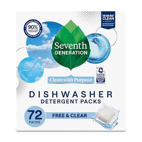 Seventh Generation Dishwasher Detergent Packs Free and Clear 72 count box