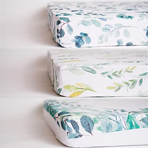 NODNAL CO. 3-Pack Fitted Crib Sheets Leafy Set OEKO-TEX Standard 100 Certified Cotton