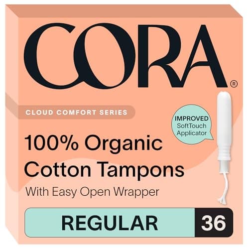 Cora Organic Cotton Tampons 36 Regular PFAS-free period care